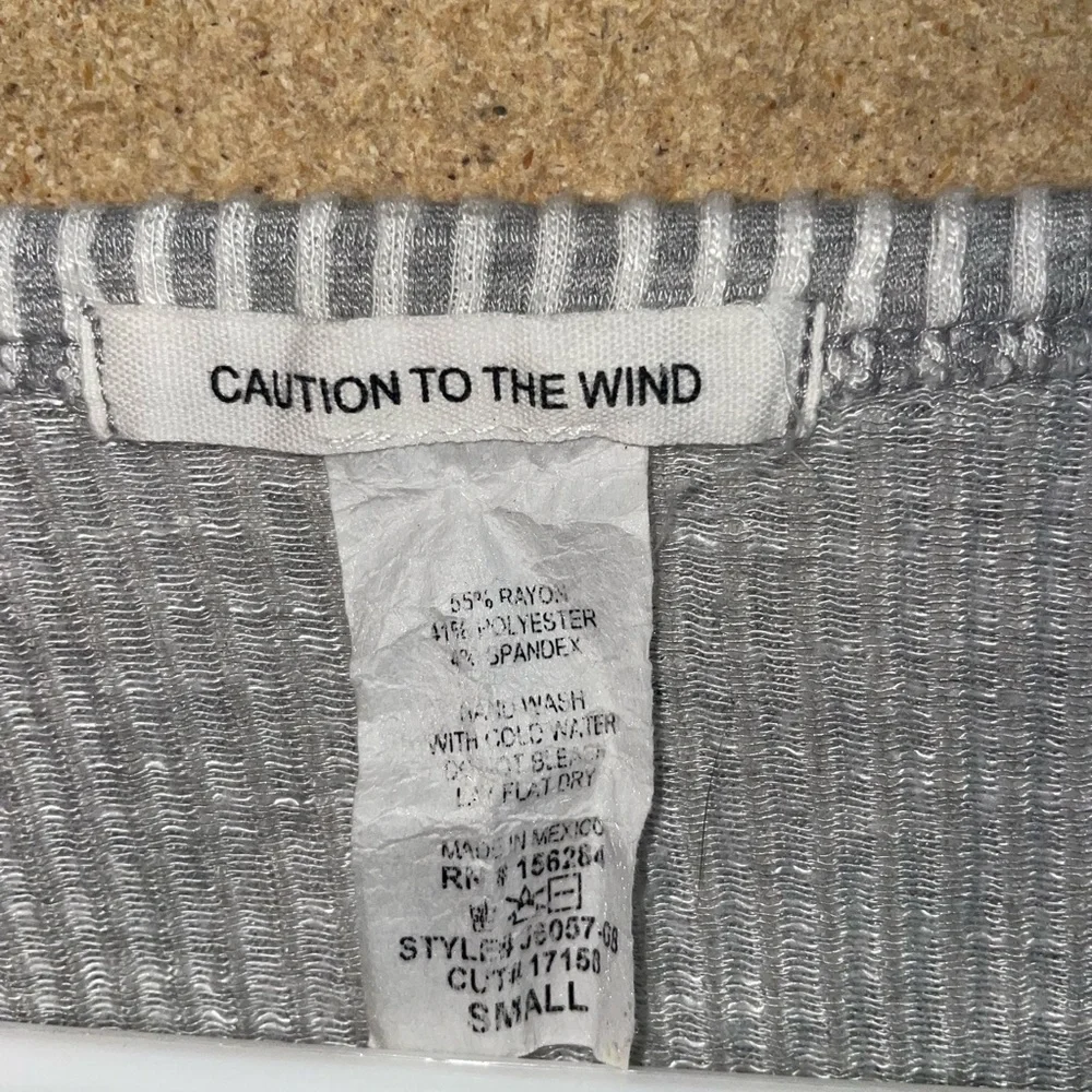 Caution To The Wind Black and White Striped Tie-Front Tee - Picture 3 of 4